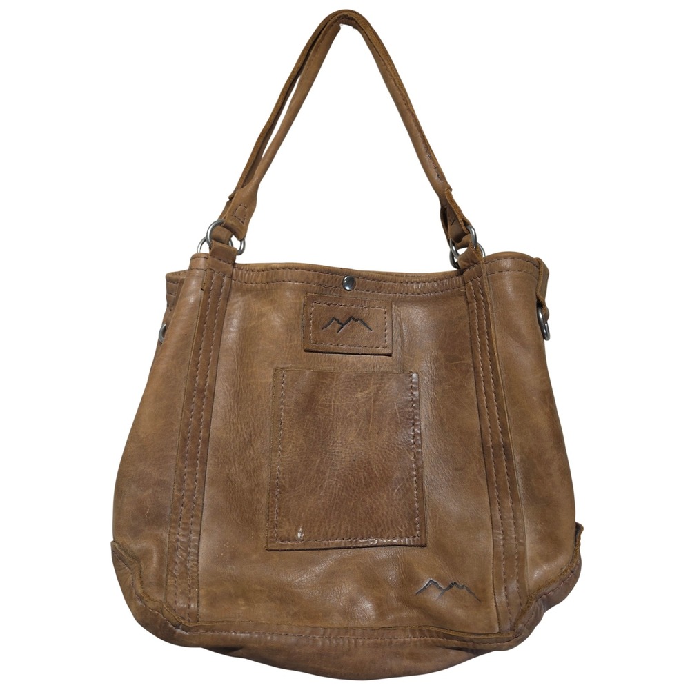 Limitless Tan Leather Heavy Tote Bag Distressed Boho Shoulder Bag No Strap